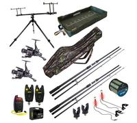 Fish-Xpro Carpset 2 Rod Deluxe - Ensemble Complet Carpe avec Cannes, Moulinets, Rod Pod et Détecteurs de Touche