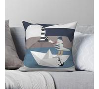 Fisher Mouette Papier Bateau Carré Taie d'Oreiller Polyester Lin Velours Imprimé Zip Décoratif Maison Housse de Coussin