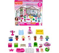 Fisher-Price Barbie Calendrier De L’Avent Little People, Avec 24 Figurines Et Éléments De Noël, Dans Un Décor De Chalet De Ski Chic, Jouet Enfant, De 18 Mois À 5 Ans, HMK85