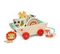 Fisher Price Bois Chariot de Traction Avec 8 Animaux Jouet en Tout Petit 18 Mois