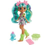 Fisher-Price Poupée Cave Club Rockelle articulée cheveux turquoise + figurine bébé dinosaure GWT25