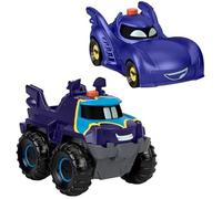 Fisher-Price Coffret 2 Véhicules Lumineux Batwheels DC, Bam La Batmobile Et Buff, Échelle 1/55, 3 Piles Ag13/Lr44 Incluses, Jouet