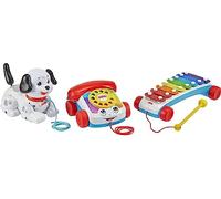 Fisher-Price Coffret Cadeau Mes 3 Premiers Jouets pour bébé à Tirer, Xylophone, téléphone animé et Chien Snoopy, 12 Mois et Plus, GVF68