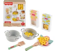 Fisher-Price Coffret Mon Set de Pâtes en Bois de 31 pièces pour Le Jeu d’Imitation avec Aliments et ustensiles en Bois, pour Enfants à partir de 3 Ans, JFG14