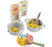 Fisher-Price Coffret Mon Set de Pâtes en Bois de 31 pièces pour Le Jeu d’Imitation avec Aliments et ustensiles en Bois, pour Enfants à partir de 3 Ans, JFG14