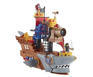 Fisher-Price Imaginext Coffret Bateau Pirate-Requin, jouet pour tout petit avec figurines et accessoires pour jeu de rôle pour les enfants à partir de 3 ans, Mattel HGN68