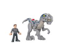 Fisher-Price Imaginext Coffret Jurassic World Blue en Fuite avec Figurines articulées Blue et Owen Grady, Harnais Amovible, Jouet Enfant, Dès 3 Ans, HKG15