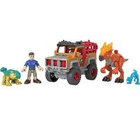 Fisher-Price Imaginext Jurassic World Coffret 3 Figurines Dinosaures Échappés avec véhicule, inspiré de « la Colo du Crétac頻, Jouet pour Enfant de 3 à 8 Ans, HCR94