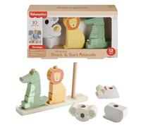 Fisher-Price Jeu d'éveil Animaux en bois à empiler et trier HXV04, 10 pièces, dès 1 an