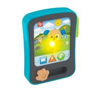 Fisher-Price Jouet d’éveil Rires et Éveil Le lecteur d’histoires de Puppy en forme de tablette avec musique et lumières, à partir de 6 mois, version multilingue: Anglais, Français, Allemand, JFK28