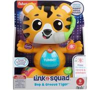 Fisher-Price Jouet d'apprentissage pour bébé Link Squad Bop & Groove Tiger avec musique et lumières à partir de 9 mois, version anglaise britannique, compatible uniquement avec les articles Link Squad