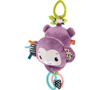Fisher-Price Jouet pour poussette Sing & Go Singe - Peluche sensorielle violette, plis & claquements