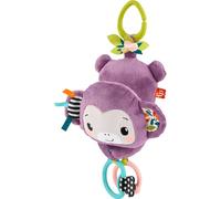 Fisher-Price Jouet pour Poussette Sing & Go Singe Violet en Peluche sensorielle avec Plis et claquements pour Nouveau-nés dès la Naissance +
