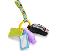 Fisher-Price Jouets éducatifs et musicaux pour bébés Porte-clés éducatif avec anneau de dentition et miroir pour enfants de 6 mois et plus, version multilingue, HWY37