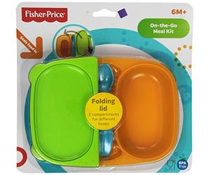 Fisher Price Kit repas de voyage pour bébé avec couvercle à fermeture à pression - Assiette de pique-nique, bol et collation