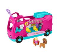 Fisher-Price Little People Barbie Little Dreamcamper, Multilingue | camping-car jouet à pousser, ensemble musical, 2 figurines et 3 accessoires, enfants dès 18 mois, HYR86
