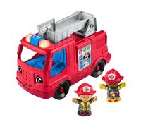 Fisher-Price Little People Camion de pompiers musical à pousser avec 2 figurines pour jeu de simulation à partir de 1 an