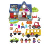 Fisher-Price Little People Coffret cadeau pour tout-petits, maison de jeu interactive prte pour l't avec bus scolaire musical
