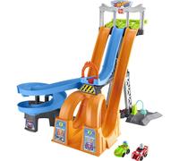 Fisher-Price Little People Ensemble de jeu pour tout-petits Hot Wheels Racing Loops Tower Spiral Racetrack avec rampe de cascade et sons (exclusi