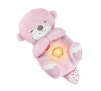 Fisher-Price - Ma Loutre Câlins Bonne Nuit, veilleuse musicale en peluche rose avec mécanisme de respiration et lumières, pour bébés dès la naissance, JLJ33