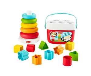 Fisher-Price Mes Premiers Blocs et Pyramide Arc-en-Ciel, Jouets bébés en matériau d’Origine végétale pour Trier et empiler, 6 Mois et Plus, GRF11