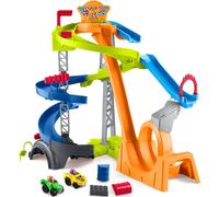 Fisher-Price Petit People Toddler Toy Wheels Hot Wheels Spunt Speedway Race Track Playset avec 2 voitures de jouets pour les enfants de 18 ans et