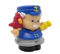 Fisher-Price Pièce de rechange pour bateau de pirate de collection Little People 77703 - Figurine de capitaine de mer de rechange - Grand-père aux cheveux blancs - Oiseau tenant et télescope