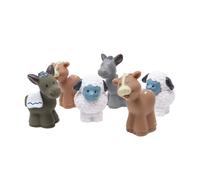 Fisher-Price Pièces de rechange pour crèche de Noël ou ferme de collection Little People J2404 - Lot de 6 figurines d'animaux - 2 moutons blancs, 2 vaches brunes et 2 ânes gris
