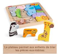 Fisher-Price - Puzzle Animaux en Bois - Tri de formes avec 13 pièces - Fisher-Price - JFG10