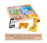 Fisher-Price - Puzzle Animaux en Bois - Tri de formes avec 13 pieces - Fisher-Price - JFG10