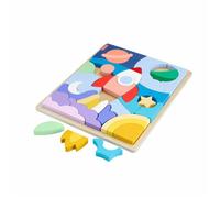 Fisher-Price Puzzle en bois L'Espace 42 pièces – blocs à empiler, jeu de tri 3 ans HXY42