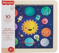 Fisher-Price - Puzzle planètes Amusantes en Bois, Multicolore, (Mattel HXV16)