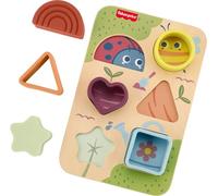 Fisher-Price Puzzle Triage et Éveil en Bois et Silicone, activité de tri de formes en silicone avec plateau en bois pour bébés à partir de 6 mois, JKH10