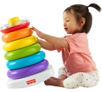 Fisher-Price Pyramide Arc-en-Ciel géante, jouet bébé à empiler de 35 cm avec 6 anneaux colorés, 12 mois et plus, GJW15