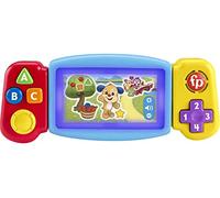 Fisher-Price Rires et Éveil Ma Tourni-Console d’Apprentissages, jouet interactif, console de jeu portable factice, jouet lumineux et musical, Jouet Éveil, Dès 9 mois, Version: UK-Anglais , HNM83