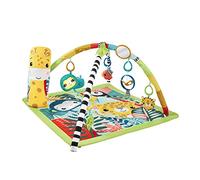 Fisher-Price Tapis de jeu 3-en-1 sur le thème de la jungle, pour jouer sur le ventre, avec 6 jouets sensoriels lumineux et sonores et arche ajustable, Jouet Éveil, Dès 6 mois, HJW08