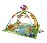 Fisher-Price - Tapis de la Jungle - Plus de 10 Jouets d'Éveil pour Bébé - 3 Modes de Jeu - Toucan Amovible - Lavable - Cadeau dès la Naissance, GXC35