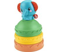 Fisher-Price Tasses Roul'Empilo Éléphant, Jouet d'éveil à emboîter et à empiler pour développer la motricité Fine de bébé, 6 Mois et Plus, GWL66