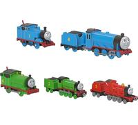Fisher-Price Thomas et Ses Amis Coffret avec 2 Grandes locomotives en métal moulé et 3 locomotives motorisées avec Personnages emblématiques, Tapis de Jeu Inclus, JHF10