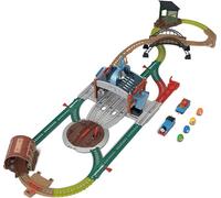 Fisher Price Thomas et Ses Amis Coffret Lancement de tonneaux motorisé avec Locomotive motorisée Classique et Wagon de Chargement, 5,5 mètres de Piste, JGY30