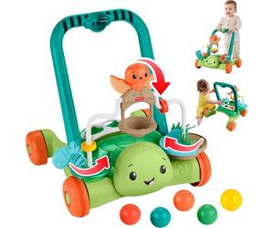 Fisher-Price Trotteur Tortue Bouge avec Moi, Jouet Poussette Bébé | Non électronique, activités sensorielles, 5 balles, pour bébés dès 6 mois, JPR35