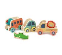Fisher-Price - Véhicules en bois 3 pièces + animaux Jouets en bois pour jeunes enfants