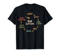Fisherman Cast Wait Reel Repeat Big Catch Réussi Pêche T-Shirt