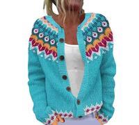 Fisherman Sweater Women Vintage Boho Irish Aztec Argyle Cardigan Nordic Icelandic Fair Isle Sweaters 2025