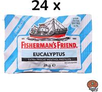 Fisherman's Friend Eucalyptus sans sucre, paquet de 24 x 25g (pastilles mentholées extra fraîches)