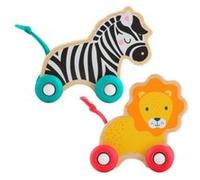 Fisher-Price Coffret animaux bois JFN19 – 2 véhicules à pousser, roues silicone, dès 6 mois