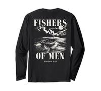 Fishers of Men Verse de la Bible chrétienne Vintage Fishing Dad Manche Longue