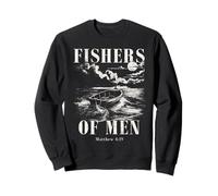 Fishers of Men Verse de la Bible chrétienne Vintage Fishing Dad Sweatshirt