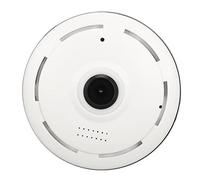 Fisheye Caméra de Sécurité Webcam Panoramique à 360 Degrés AC110-240V Caméra Sans Fil Vision Nocturne Détection de Mouvement Caméra Audio Bidirectionnelle pour Bureau à Domicile(EU Plug-Blanc)
