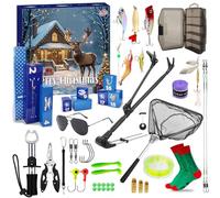 Fishing Advent Calendar for Men - 24-Day Fishing Tackle Advent Calendar, Including Soft Baits, Lures, Tools, Tackle Box & Holiday Surprises,Holiday Countdown Gift Set for Anglers (A)